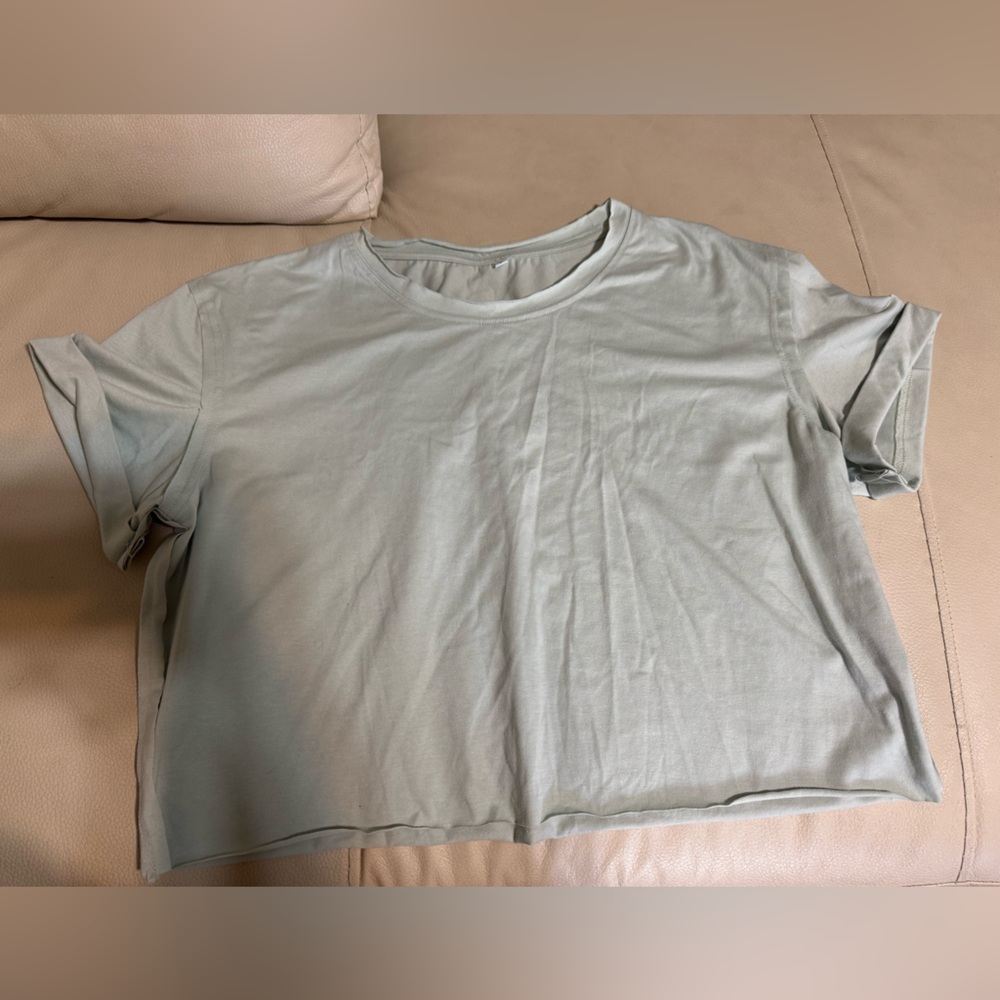 Light Green Gray Cropped T-Shirt